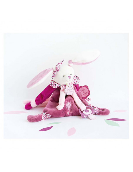Attache sucette velcro- cerise le lapin