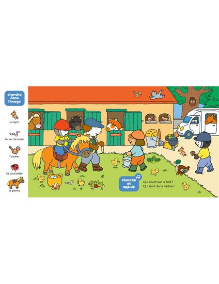 Cherche et trouve T'choupi - un livre sonore avec boutons pour découvrir les animaux