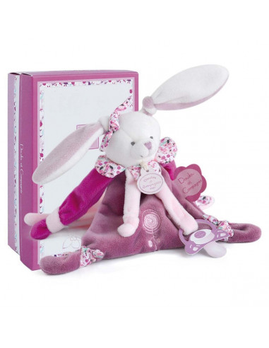 Attache sucette velcro- cerise le lapin