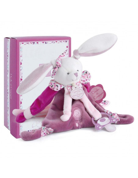 Attache sucette velcro- cerise le lapin