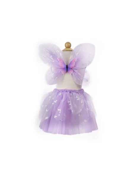 Set de papillon  "Flutter" violet jupe ailes et baguette taille 4-6 ans