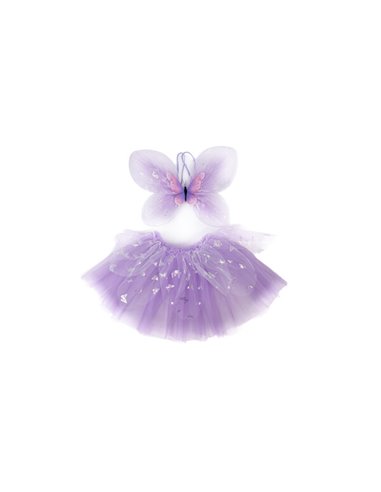 Set de papillon  "Flutter" violet jupe ailes et baguette taille 4-6 ans