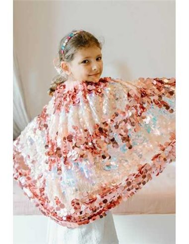 Cape pailletée brillante "The 5th Avenue" rose taille 4-6 ans