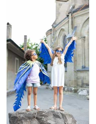 Ailes de dragon bleues en tissu taille 4-6 ans - great pretenders