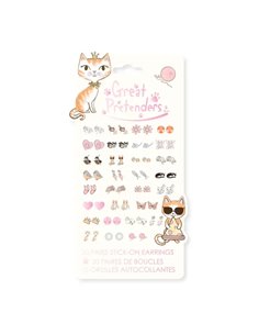 Set de 30 paires de boucles d'oreilles autocollantes Chatons - great pretenders