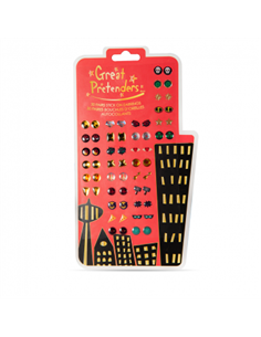 SET DE 30 PAIRES DE BOUCLES D'OREILLES AUTOCOLLANTES super héros - great pretenders