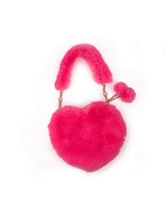 Sac à main peluche coeur fushia - great pretenders