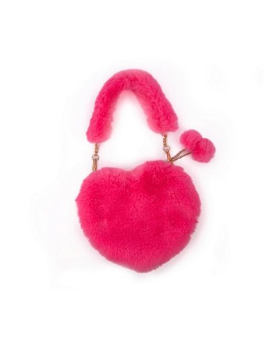 Sac à main peluche coeur fushia - great pretenders