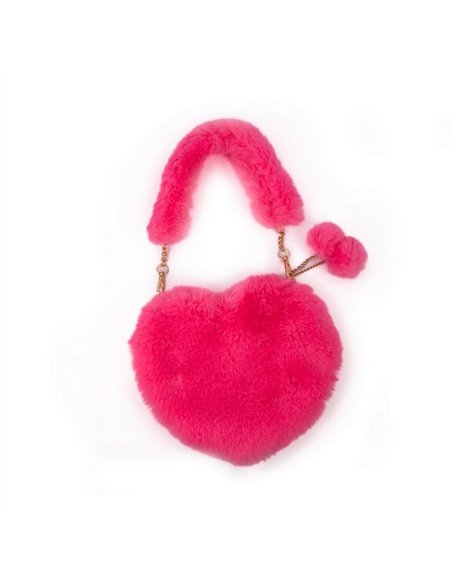 Sac à main peluche coeur fushia - great pretenders