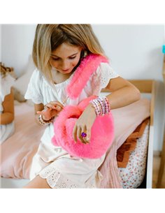 Sac à main peluche coeur fushia - great pretenders 2