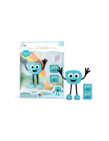 Personnage blair bleu et 2 cubes bleus - Glo pals