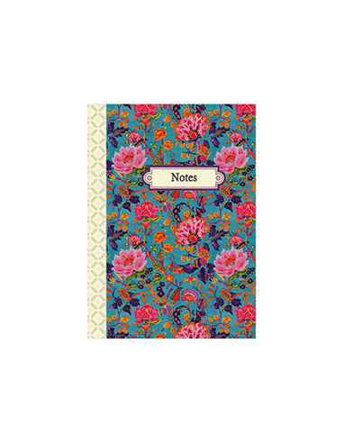  CARNET DE NOTE 48 PAGES 10,5 X 15 CM - PATTERN bleu fleurs roses - gwenaelle trolez