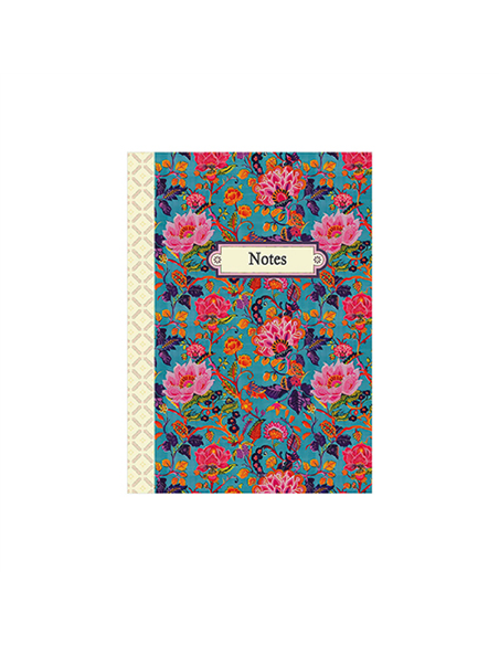  CARNET DE NOTE 48 PAGES 10,5 X 15 CM - PATTERN bleu fleurs roses - gwenaelle trolez