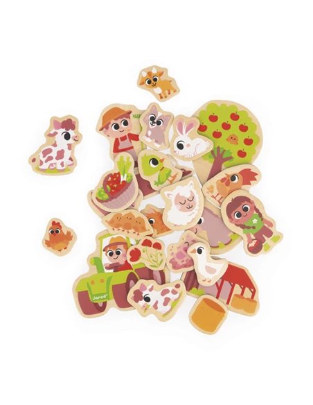 Magnets Ferme Éducatifs en Bois - 24 Pièces - Janod