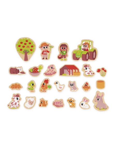 Magnets Ferme Éducatifs en Bois - 24 Pièces - Janod