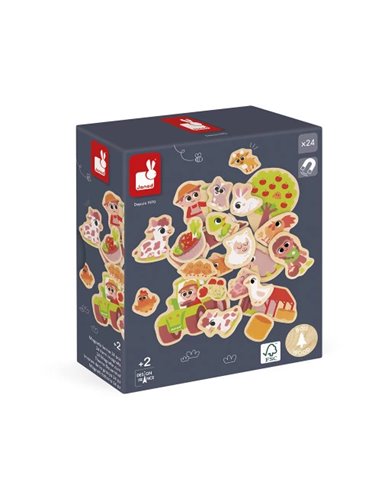Magnets Ferme Éducatifs en Bois - 24 Pièces - Janod