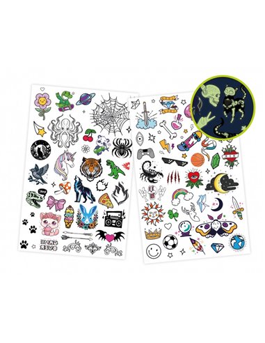 75 Tattoos lavables phosphorescents - Buki