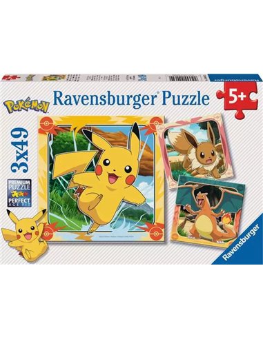 Puzzle Pikachu & Evoli 3x49p
