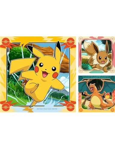 Puzzle Pikachu & Evoli 3x49p