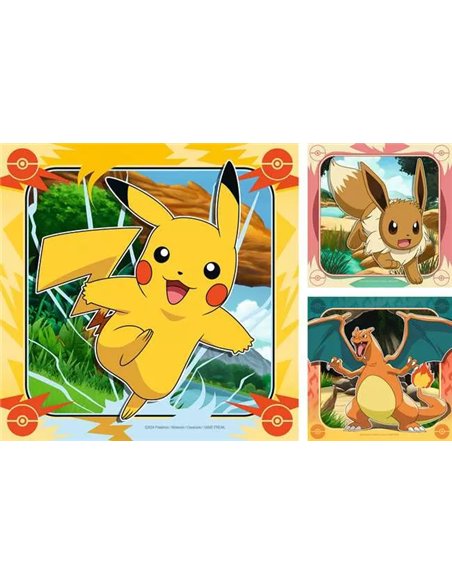 Puzzle Pikachu & Evoli 3x49p
