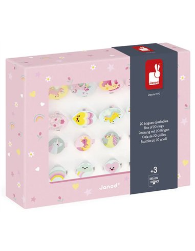 Licorne - Set 20 Bagues Ajustables - Janod