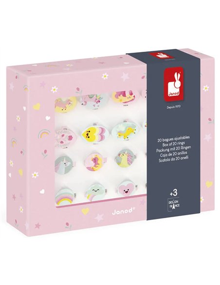 Licorne - Set 20 Bagues Ajustables - Janod