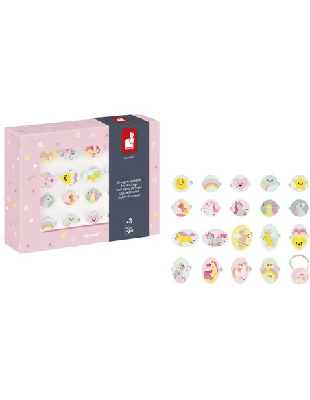 Licorne - Set 20 Bagues Ajustables - Janod