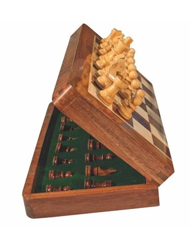 JEU ECHECS PLIANT EN BOIS 18CM