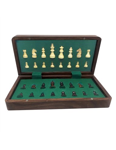 JEU ECHECS PLIANT EN BOIS 18CM