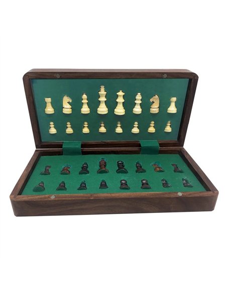 JEU ECHECS PLIANT EN BOIS 18CM