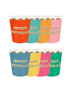 GOBELETS 200ML MULTI JOYEUX ANNIVERSAIRE X 8 2