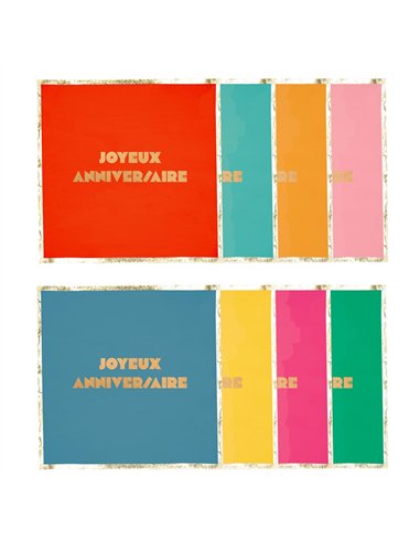 SERVIETTES MULTI JOYEUX ANNIVERSAIRE  X 16	