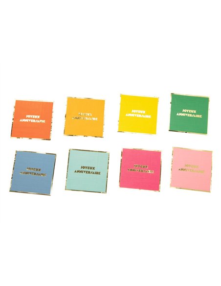 SERVIETTES MULTI JOYEUX ANNIVERSAIRE  X 16	