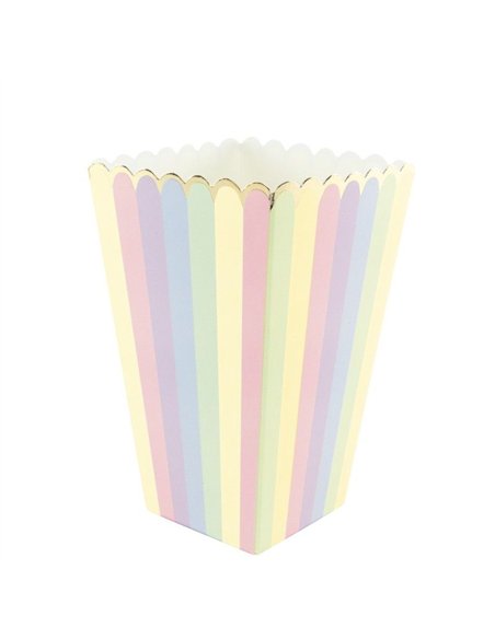 BOITES A POP-CORN ARC EN CIEL ET OR X 8