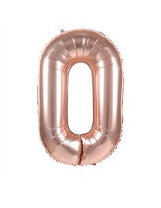BALLON MYLAR CHIFFRE 0 ROSE GOLD 86CM