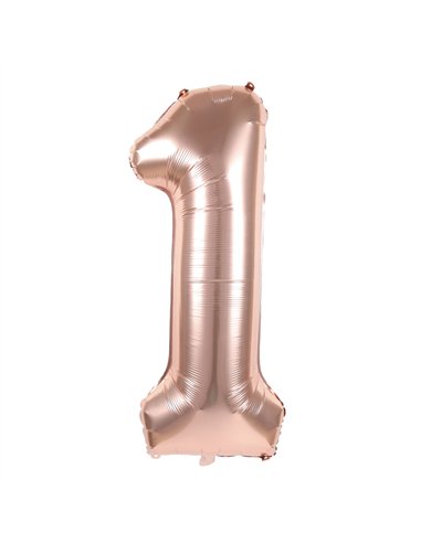 BALLON MYLAR CHIFFRE 1 ROSE GOLD 86CM	