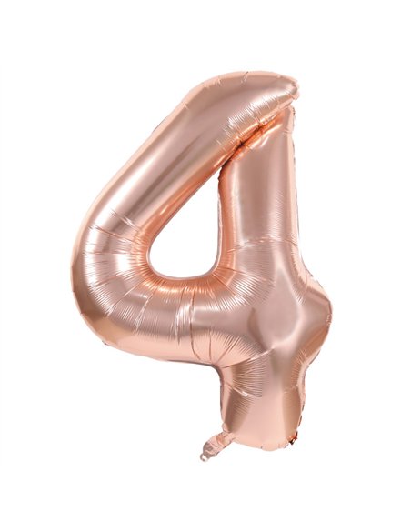 BALLON MYLAR CHIFFRE 4 ROSE GOLD 86CM
