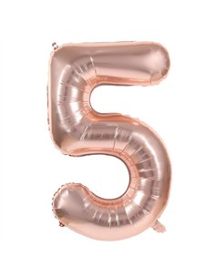 BALLON MYLAR CHIFFRE 5 ROSE GOLD 86CM