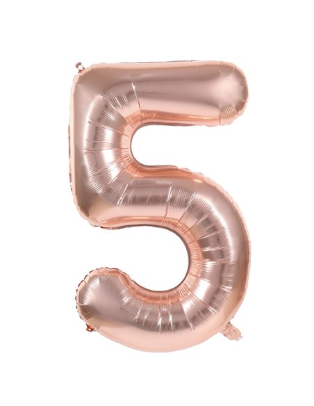 BALLON MYLAR CHIFFRE 5 ROSE GOLD 86CM