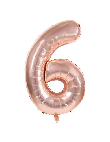 BALLON MYLAR CHIFFRE 6 ROSE GOLD 86CM	