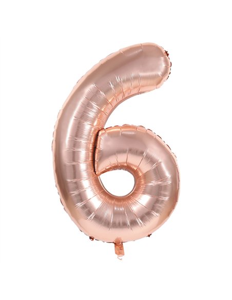 BALLON MYLAR CHIFFRE 6 ROSE GOLD 86CM	