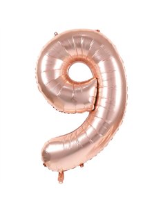 BALLON MYLAR CHIFFRE 9 ROSE GOLD 86CM	