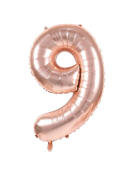 BALLON MYLAR CHIFFRE 9 ROSE GOLD 86CM	