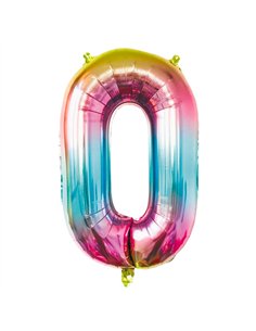 BALLON MYLAR CHIFFRE 0 IRISE PASTEL 86CM	