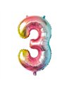 BALLON MYLAR CHIFFRE 3 IRISE PASTEL 86CM
