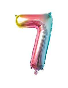 BALLON MYLAR CHIFFRE 7 IRISE PASTEL 86CM	