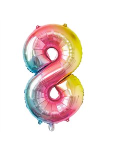 BALLON MYLAR CHIFFRE 8 IRISE PASTEL 86CM	