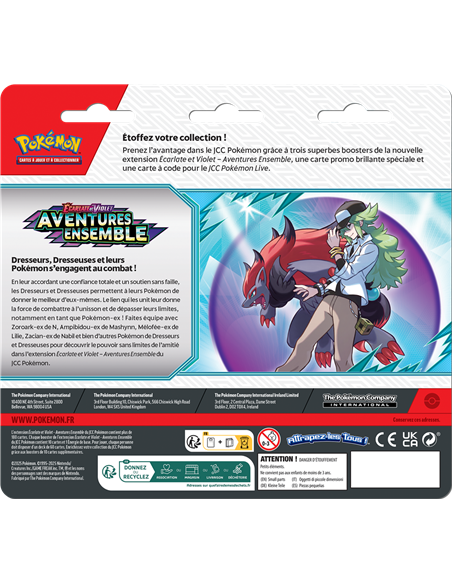 Pokémon EV09 : pack 3 boosters aventures ensemble