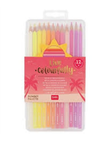 Set de 12 Crayons de Couleur - Live Colorfully - sunset palette - LEGAMI