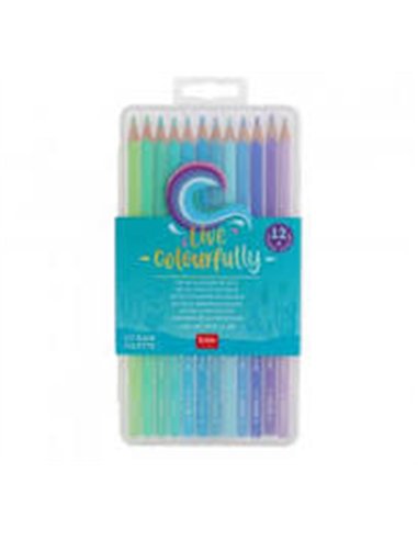 Set de 12 Crayons de Couleur - Live Colorfully -  océan palette - LEGAMI